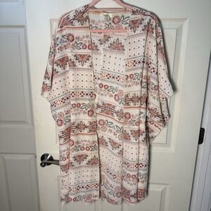 L.A. Gypsy Women's‎ Kimono Duster Open Boho Floral 3X Festival Concert Hippie